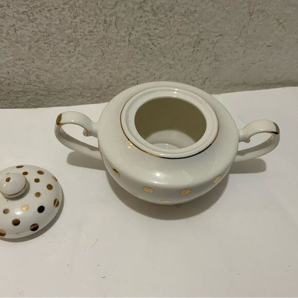 Grace s Teaware White with Large Gold Polka Dot Teapot with Lid G11 - Picture 6 of 8
